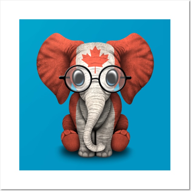 Baby Elephant with Glasses and Canadian Flag Wall Art by jeffbartels